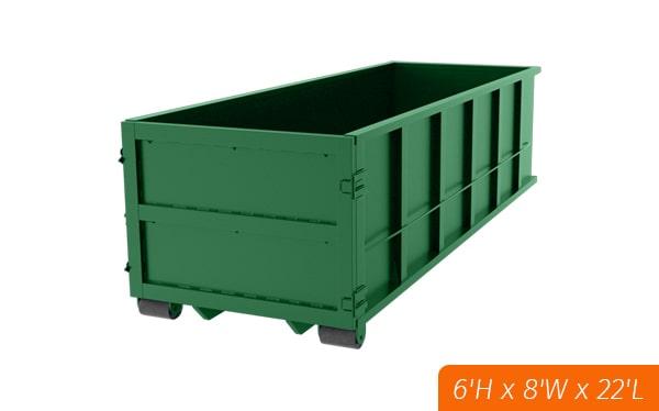 our thirty-yard dumpsters can be placed on your driveway as long as it is level and has enough clearance